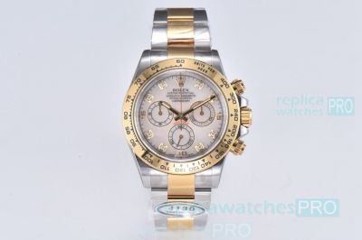 1:1 Super clone Rolex Daytona Clean new 4130 Watch 904l Half Gold MOP Dial